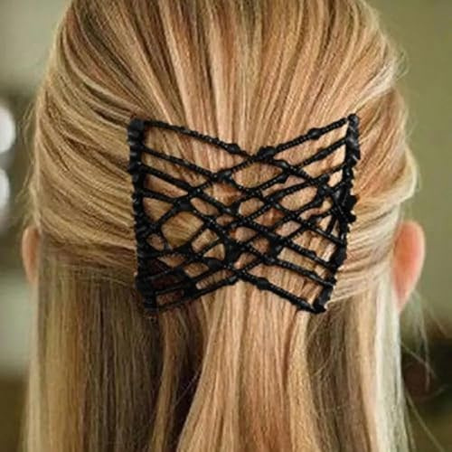 Pinza de pelo doble flexible de alta calidad para mujeres y niñas, elástica mágica, pinza para el pelo, pinza para el pelo para mujeres, suministros de peluquería (negro)