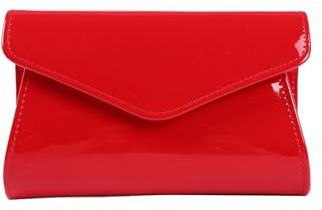 CORIOS Dam kvällsväska PU-läder clutch lyx kuvert klaff handledsväska elegant brudväska liten väska avtagbar kedja handväska för dansfest bröllop födelsedag kvällsfest, röd, Large