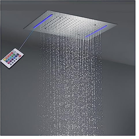 NGBFF Shower Set, LED Rain Shower System Set With Handshower Massage Body Jet, Thermostatic Mixer Bathroom Ceiling Rainfall Showerhead Faucets(A shower head-multi)