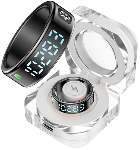 findtime Bague intelligente pour homme et femme - Bague intelligente Android - Suivi du sommeil - Fréquence cardiaque - SpO2 - Suivi des calories - Distance - Podomètre - Déclencheur à distance