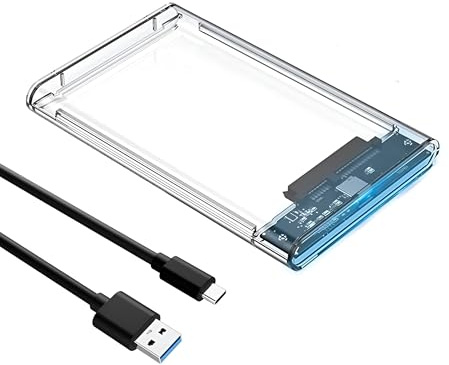 AUNEK 2.5 Inch Hard Drive Enclosure, USB 3.0 to SATA HDD SSD Case, 5Gbps External Drive Caddy, Tool-Free UASP Enclosure for 2.5 Inch SSD HDD EVO 870 Crucial WD, Compatible with Laptop, PC, PS4, Xbox