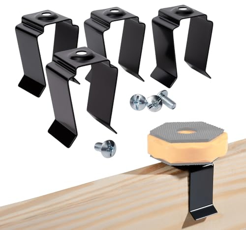 POWERTEC Spring Clips for Bench Dog Puck – 4-Pack Gripper Clips with Screws, Fits 2x4 Sawhorses and Lightweight Work Surfaces for Cutting, Sanding, and Woodworking (72204)