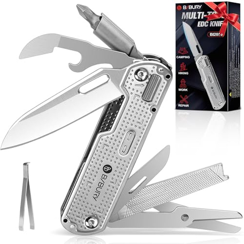 BIBURY Geschenke für Männer, Multitool EDC Taschenmesser, Survival Messer Edelstahl, Messer Outdoor, Papa Geschenk, Geburtstagsgeschenk Gadgets für Männer, Adventskalender Werkzeug Herren