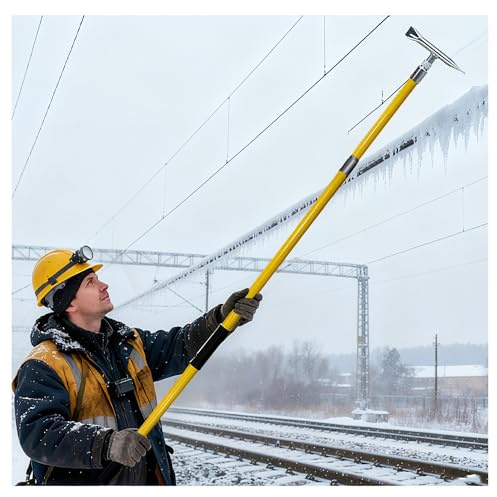 Raschiaghiaccio Palo per La Rimozione del Ghiaccio, della Neve E Gelo in Fibra di Vetro da 110 KV, Raschiaghiaccio Ad Alta Tensione con Pala Manico Isolante