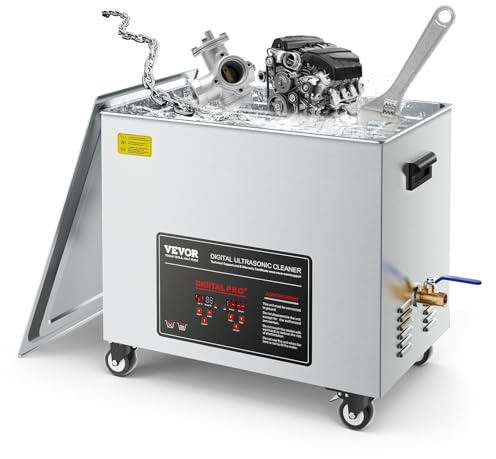 VEVOR 50 L Ultraschallreiniger, professionelle Ultraschallreinigungsmaschine mit Reinigungskorb & Digitalanzeige, 840 W Edelstahl 40 kHz Reinigungsmaschine mit Rädern für Teile Vergaser Instrumente