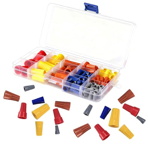 102 Pcs Electrical Wire Connectors, Spring Insert Wire Nuts Connectors | Electric Cable Connectors, Twist Nuts Caps, Screw Terminals for Quick Cable Connection