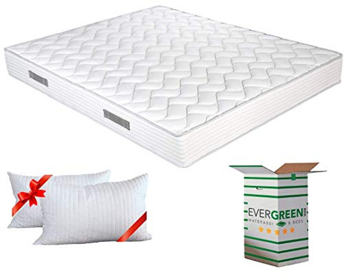 Evergreen web ?ortopedisk viskosskum madrass 20 cm hög med kudde INKLUSIV, nedre lager av kallt skum, avtagbart överdrag, hypoallergen, för alla lastrosor och sängar | Sleepy