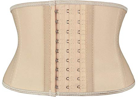 Atbuty Super kort överkropp midjetränare cincher korsett magformare bantning latexgördel, Beige (18 cm kort torso, 9 stålben), X-S