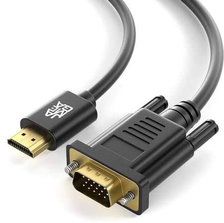 JAMEGA - 2m HDMI zu VGA Konverter-Kabel | Vergoldete HDMI auf VGA D-SUB 15 Pin HDTV 1080P Auflösung umwandeln kompatibel mit Computer, Desktop, Laptop, PC, Monitor Beamer