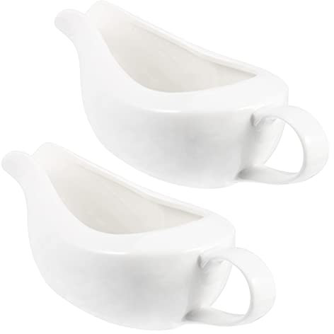 2 Stücke Porzellan Sauciere Soßenkanne 130ml Keramik Schälchen Saucenschalen Gewürzschalen Ölspender Dip Schalen Dipschälchen Saucen Schüssel Milch Krug Kanne für Olivenöl Kaffee Essig Öl Spender