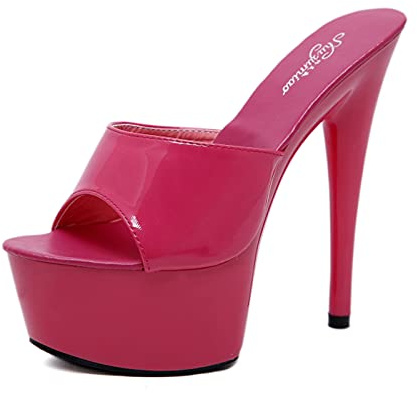 Omeslike 15 Cm Danseur Talons Hauts Femmes Sexy Plate-Forme Pôle Danse Sandales Strip-Teaseuse Discothèque Fête Danse Plate-Forme Sandales Grande Taille Unisexe,Rose,39
