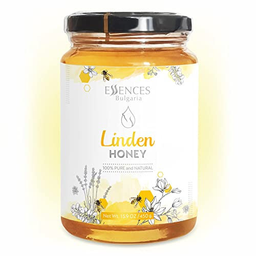 Essences Bulgaria Miel Cruda de Tilo 450gr | Sabor Increíble | 100% Puro y Natural | Sin Aditivos | Miel de Abeja Cruda | Edulcorante Natural | Libre de OMG | Sin Gluten