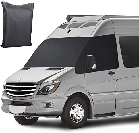 Auto Windschutzscheiben Abdeckung für Mercedes Sprinter VW Crafter 2006-2018, Faltbar 600D Wasserdicht Wetterfest Frontscheibe Wrap Cover Frontscheibenabdeckung Scheibenabdeckung