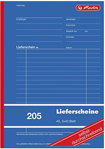 Herlitz 883546 Lieferschein-Buch A5 205 3x40 Blatt, selbstdurchschreibend (A5 | 10er Pack, 205)
