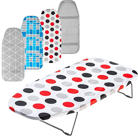 KADAX Piccolo asse da stiro, 70 x 30 cm, con base in schiuma da 3 mm, pieghevole con rivestimento rimovibile, asse da stiro da campeggio