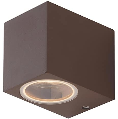 Planetitaly Applique Led da Parete per Esterno, Impermeabile IP65, Attacco GU10, Ideale per Balcone, Terrazza, Casa, Muro, Facciata Esterna, Negozio, Ingresso (Quadrato Corten, Senza lampada)