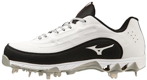 Mizuno Dam 9-Spike Swift 8 Low Metal Softball-dubbar, vit/svart, 43 EU, Vit svart, 43 EU