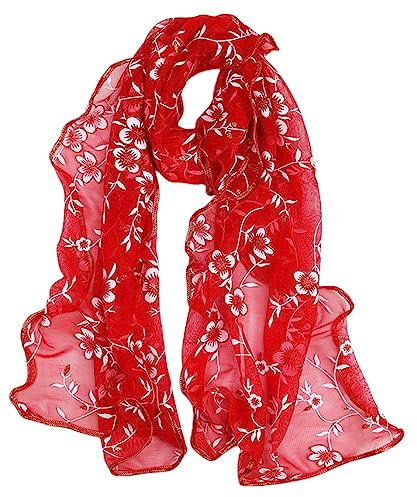 MAIRY Schal Rot Damen Sommerschal Damen Schal für Abend Hochzeit Partys Brautjungfern Brautmode oder Braut oder Ball Proms DE175008