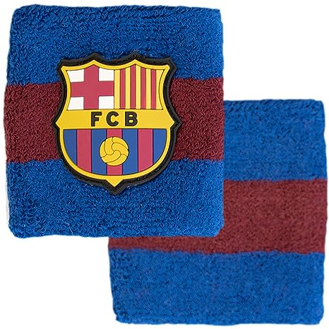 Hy-Pro officiellt licensierad FC Barcelona bomullsarmband | Barca, 2-pack, svettband, barn, vuxen, unisex, fukttransporterande svettband, fotboll, löpning, sport, gym, tennis, träning