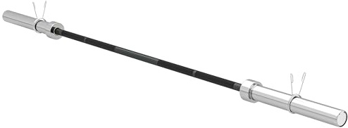 SPORTNOW Barra de Pesas de Acero 180 cm Ø50 mm 15 kg con 2 Presillas Carga 200 kg Barra Olímpica para los Discos de Ø5 cm Entrenamiento en Gimnasio Casa Negro