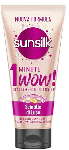Sunsilk, Trattamento Intensivo 1 Minute Wow, Maschera Capelli Secchi, Linea Scintille di Luce, Trattamento Capelli Danneggiati, con Olio di Jojoba, Collagene e Biotina, 180ml