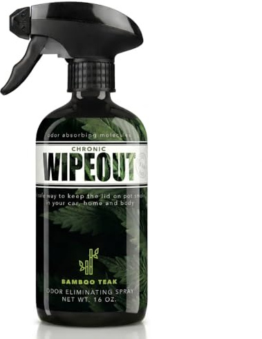 Chronic Wipeout Smoke Odor Eliminator Spray For Strong Odor - Highly Effective for Deodorizing Homes, Clothes, Cars, Office, Hands, & Hair from Smoke Smells - 1 16 oz Bottle Bamboo Teak Fragrance