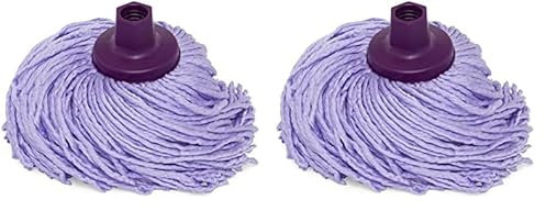 Mery | Fregona Microfibra | Fregona Super Absorbente | Cabezal Extragrande | No Deja Rastro | Fabricada en Cruz | Mayor Durabilidad | Rosca Universal | Color: Lila, 22 cm (Paquete de 2)