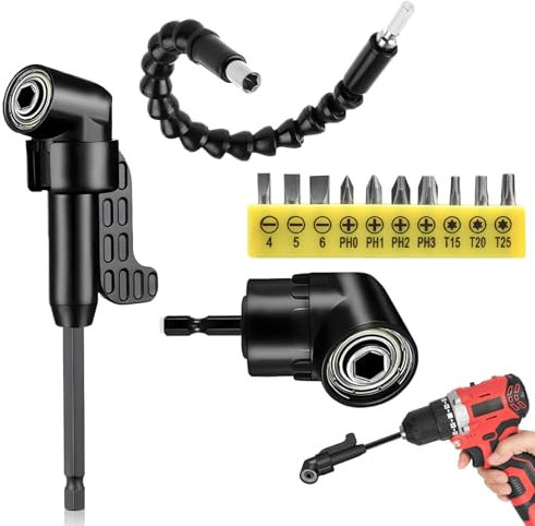 14 Piezas Atornillador Angular, Adaptador De Destornillador Angular Set, 105 ° Adaptador Para Atornillador Angular, Taladro Pequeño, Enchufes Para Destornillador De L-Forma, Accesorios Taladro