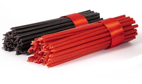 40 candele di cera d'api nero e rosso - 100% naturale, senza fumo e antigoccia, 16 cm, diametro 5 mm, candele rituali per magia, protezione, amore e meditazione