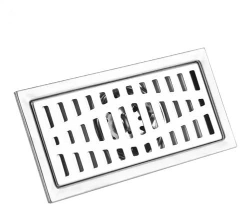 Dräneringsskydd 20 x 10 cm rektangel långt golvavlopp rostfritt stål kakel insats golvavlopp badrum duschavlopp kök avfall galler sil