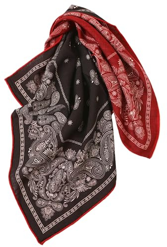 Prettystern bufanda de lana-seda reversible de 65 cm – bufanda de seda estampada en ambos lados, bandana unisex para mujer y hombre ideal para primavera otoño, 65 cm X 65 cm