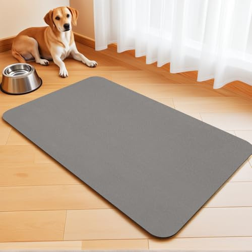Tapis de Bol pour Chien Absorbant, Tapis antidérapant pour Bols de Nourriture et d'eau pour Chats, Tapis d'alimentation pour Animaux de Compagnie (Light Grey, 44 x 71 cm)