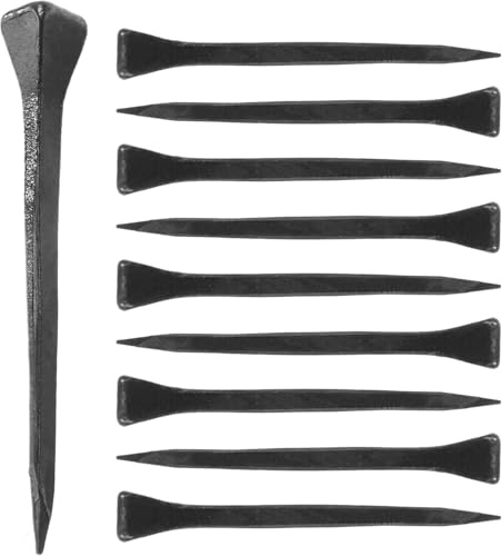 Set di 10 chiodi forgiati come unghie a ferro di cavallo, loft antico vintage, superficie nera (70 mm)