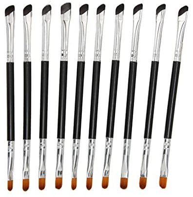 10 unidades de pincel para delineador de ojos en forma de hoz, pincel para delineador de ojos de doble punta para una aplicación de maquillaje precisa, pincel cosmético de fibra