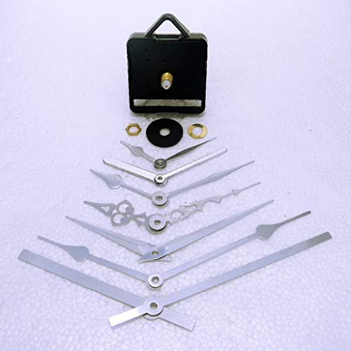 New Replacement Sweep (Non Ticking Quiet) Quartz Clock Movement Mechanism Motor with Silver Hour Minute Second Hands - DIY - Fittings - (Short- 13mm Total Spindle Length) (55mm Baton Hands)