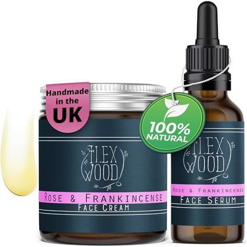 Ros- och rökelsekräm och serum presentset. 100% naturlig, vegansk, fuktgivande, anti-åldrande, grymhetsfri.