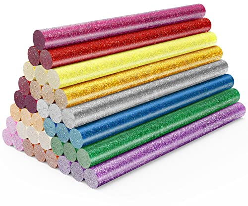 ENPOINT Colored Hot Glue Sticks, 3.93 x 0.43 in Hot Glue Sticks Full Size, EVA Glitter Colored Hot Melt Adhesive Glue Sticks for DIY Art Craft General Repairs and Gluing Projects, Bulk 36 Pack