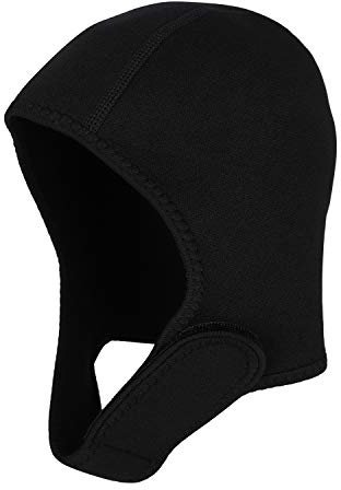 Men Women Swim Cap With Chin Strap Adjustable Swimming Cap Thermal Swim Hat Head Warm Neoprene Nylon Diving Hat Wetsuit Hood For Diving Surfing Rafting Snorkeling Kayaking Sailing Canoeing Water Sport