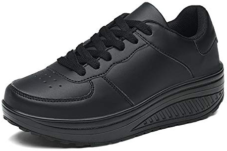 700-INK Donna Plateau Sneakers Scarpe Casual con Zeppa Scarpe da Passeggio Antiscivolo per Sport, Corsa, Outdoor Black 38