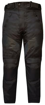 warrior gears Motorcycle Cordura Mesh Waterproof Trouser Kid, Black Leather Motorbike Trousers for Kids, Boys Waterproof Trousers with CE Protective Armors, Kids Leather Pants - Black, 7-8 Years