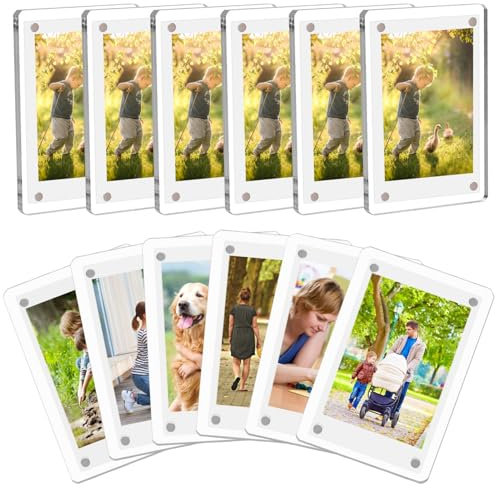 COYMOS 12 Packungen Acryl Kühlschrank Magnetischer Bilderrahmen Magnetische Polaroid Rahmen für Fotos Instax Mini Rahmen Klar 2,36 x 3,54 Zoll