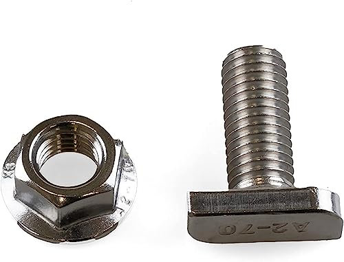 NAKA Hammerkopfschrauben-Set inkl. Mutter M10 Photovoltaik-Aluprofil A2-70, Edelstahlschraube Befestigung von Solarmodul Halterung, Halfenschraube PV Modul Montageschiene 25mm 30 Stk.