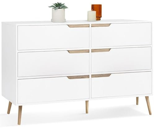 IDMarket - Commode 6 tiroirs Helsinki 115 cm scandinave Blanc