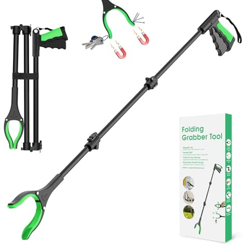 VerdiNex 52 Extra Long Grabber Reacher Tool, Foldable Reacher Grabber Pickup Tool with Strong Magnetic & 360° Rotating Anti-Slip Jaw, Extension Trash Picker Upper Grabber for Indoor & Outdoor