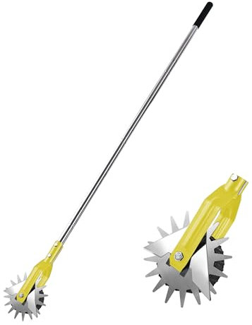 BARAYSTUS Wheel Rotary Edger Lawn Tool, Grass Edge Trimmer, Sidewalk Manual Lawn Edger, Strong 3 Sections Stainless Steel Handle with Cushion Grip, 58.3-Inch
