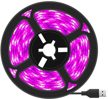 LED växtljusremsor, USB växtljus, 5 V vattentätt fullt spektrum för inomhusväxter växtlampa, för hydroponik, suckulent, grönsaker, blommor, trädgårdsskötsel (vattentät 1 meter ljusremsa)