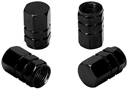 Jolsaawie Schwarz Reifen Luftventilkappen Fit Alle Schrader-Ventil (Packung mit 4)