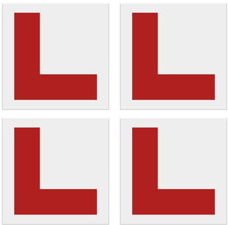L Plates for Car, 4 Pieces Car L-Plates, Red L Plate, Extra Thick Strong Learner Plates, Motorcycle & Car Accessories for New Drivers, No Melting No Blow off, Red, 4 Pieces