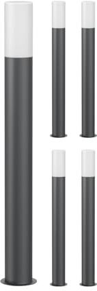 ledscom.de 5 Stück Wegelicht/Pollerleuchte GROPO für außen mit Premium Echtglashaube – UV-beständig, kein Vergilben, IP44, 90 cm, anthrazit 1x E27 max. 40W