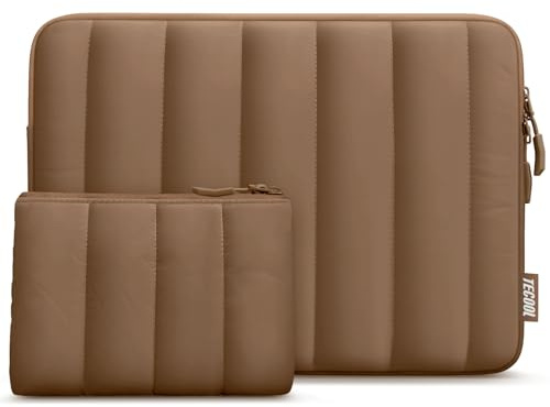 TECOOL 13.3 Zoll Laptop Tasche Hülle für MacBook Air 13 M5(2026) M4 M3 M2 2026-2010,13 Macbook Neo,MacBook Pro 13 M2 M1/ Pro 14 M5(2026) M4-M1,Puffy 13.3 Dell Lenovo HP Spritzfeste Laptop Tasche,Braun
